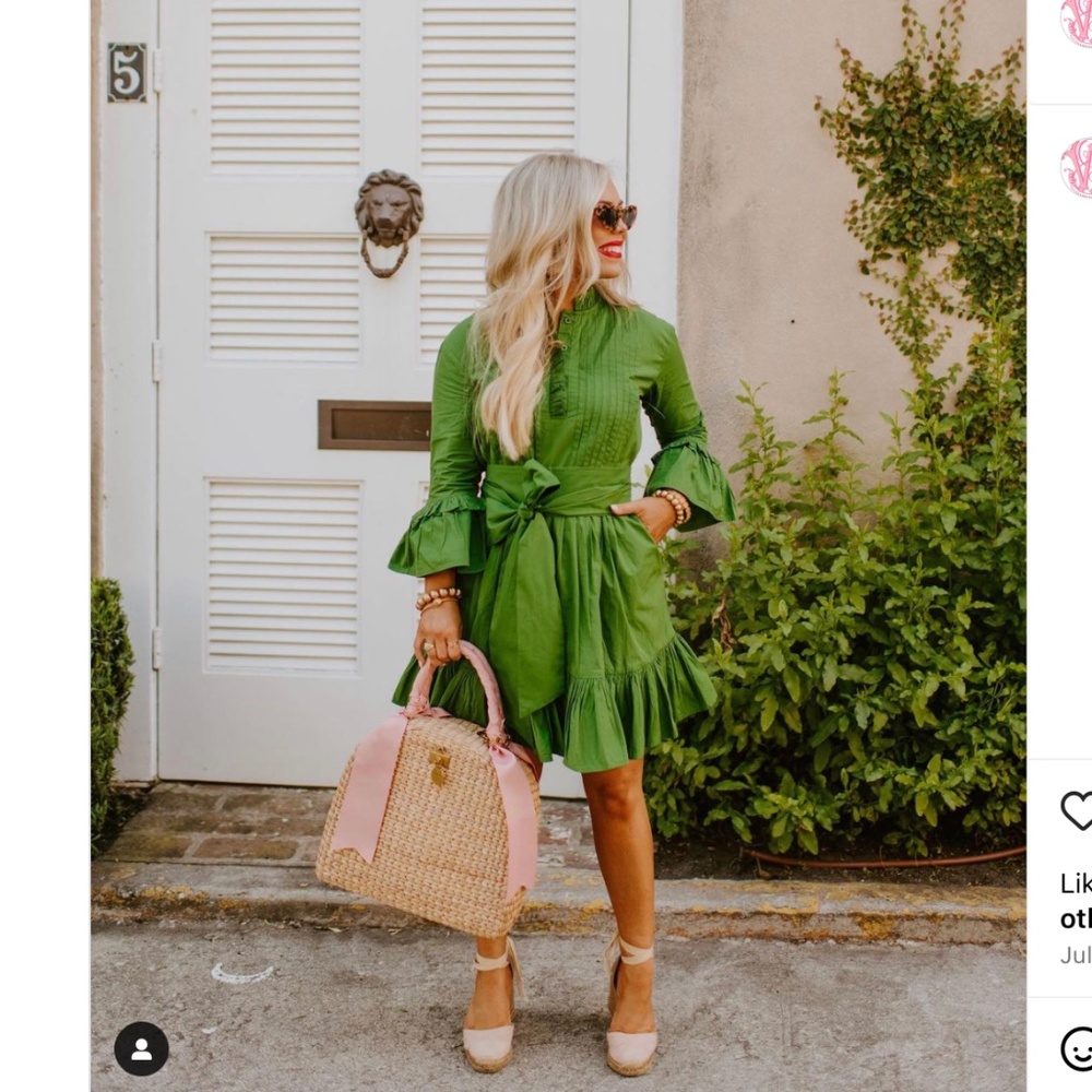 elizabeth wilson designs • esther dress in bright green cotton xs